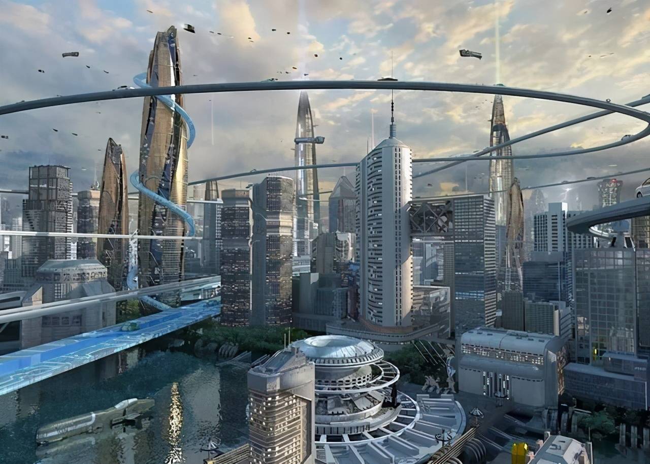 网络通讯以及人机结合技术飞速进步,立体交通网穿行于摩天大楼中,巨大