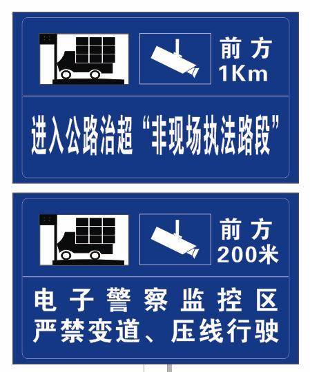 包含进入非现场执法路段告知,严禁变道,压线行驶告知,检测区域告知