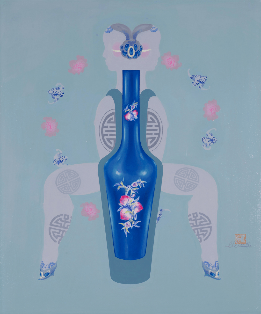 莲开抱瓶 吉祥平安——王晓莉油画《平安系列》作品欣赏