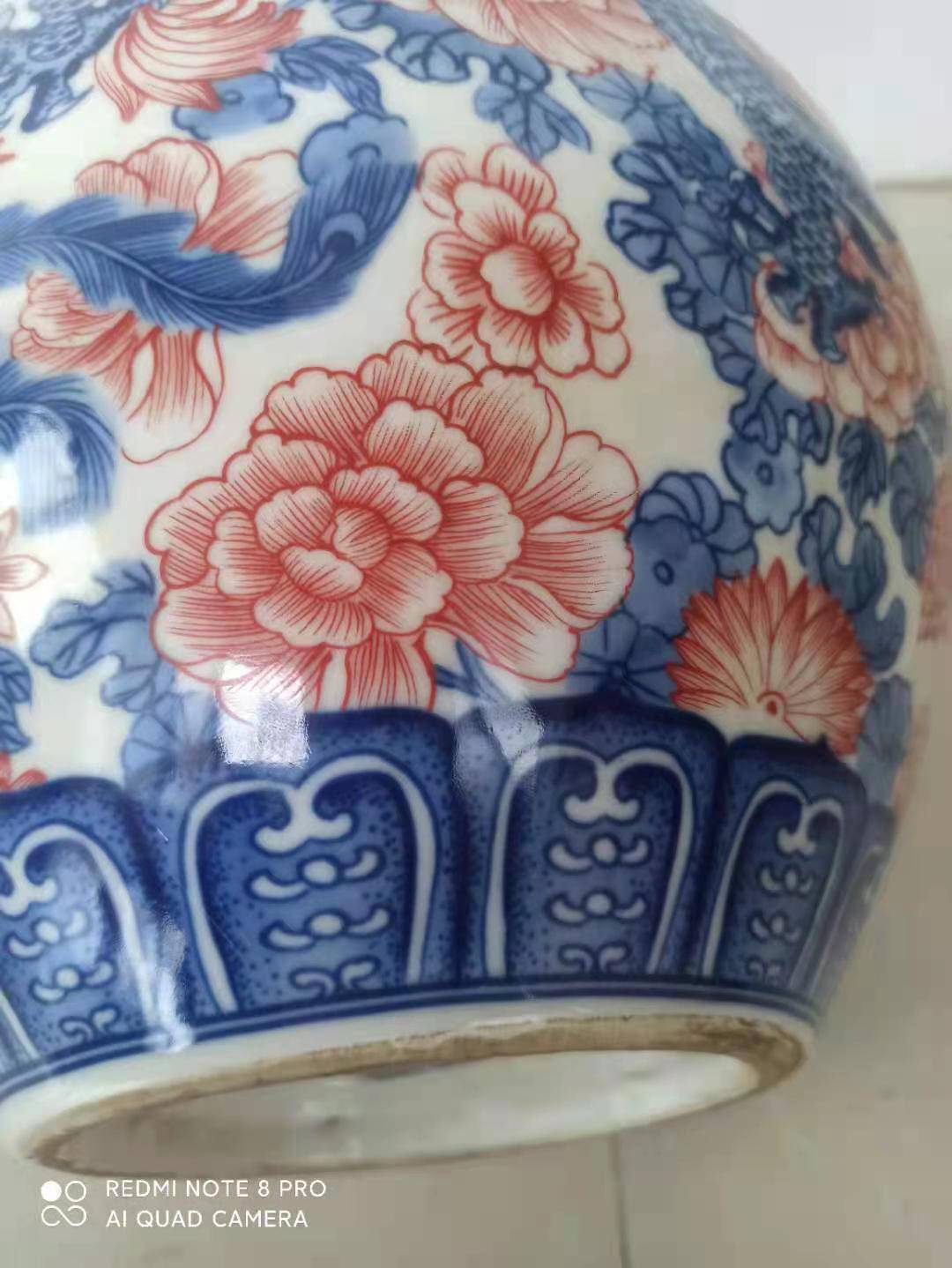 清乾隆青花釉里红龙纹梅瓶，尺寸：高31厘米*直径24厘米-Global 精品