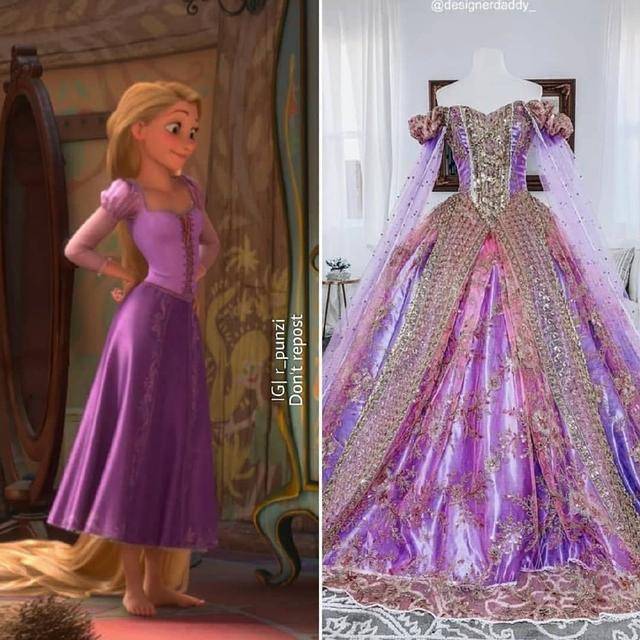 现实中的迪士尼公主礼服，乐佩公主甜美梦幻，花木兰古风很特别_迪士尼动画