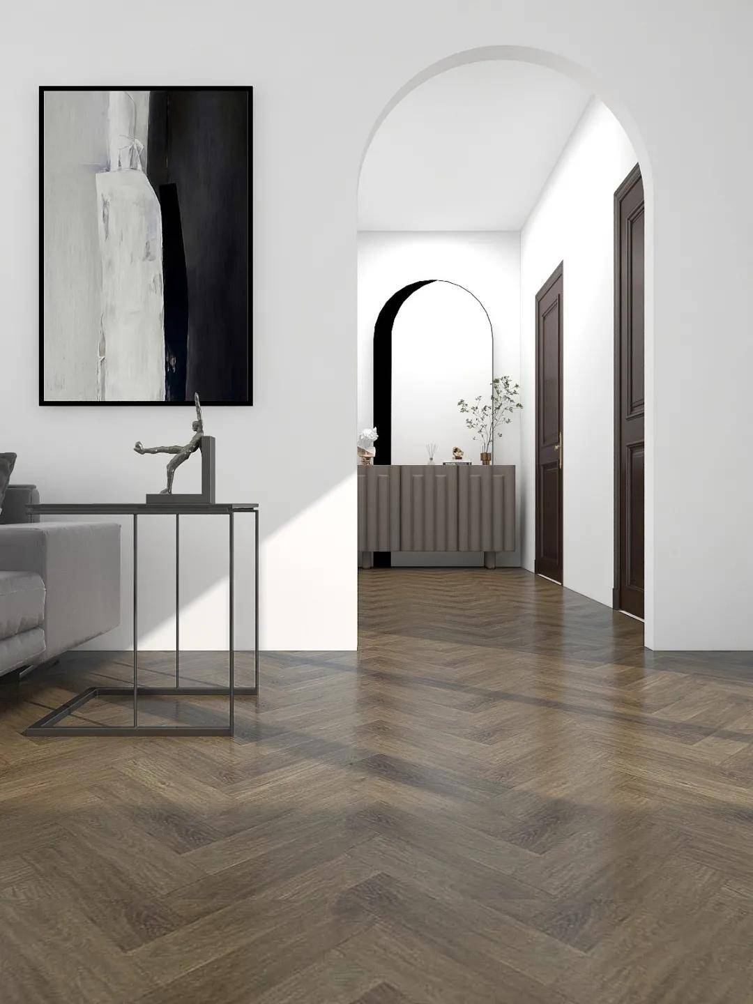 人字拼地板faus(福斯)鱼骨拼丰富的纹理使空间充满了立体感和层次感