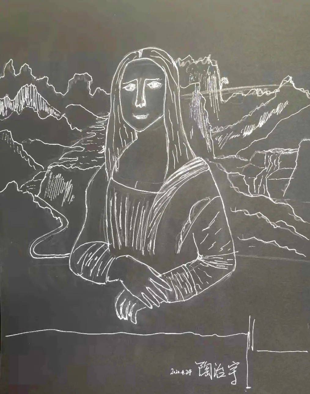 陶治宇-7年级-《蒙娜丽莎》线描图