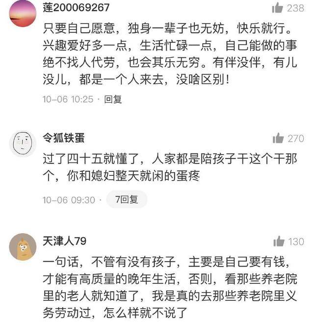 一生无儿无女的人 晚年很凄惨吗 网友 四五十岁之后就懂了 生活