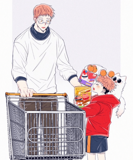 画师绘制咒术同人虎杖父子vs伏黑父子上演父慈子孝