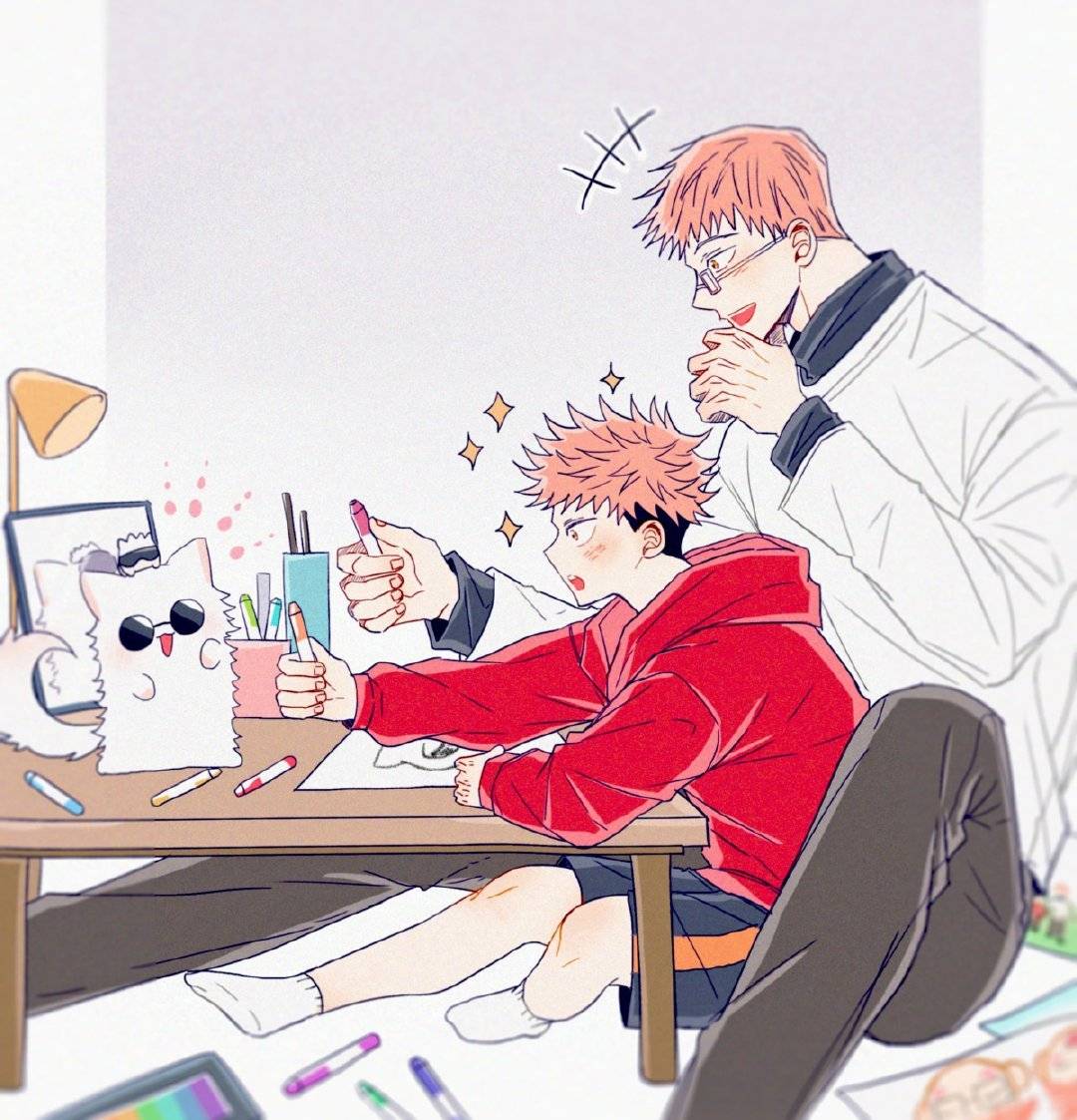 画师绘制 咒术 同人 虎杖父子vs伏黑父子 上演 父慈子孝 福利兔艺术写真摄影