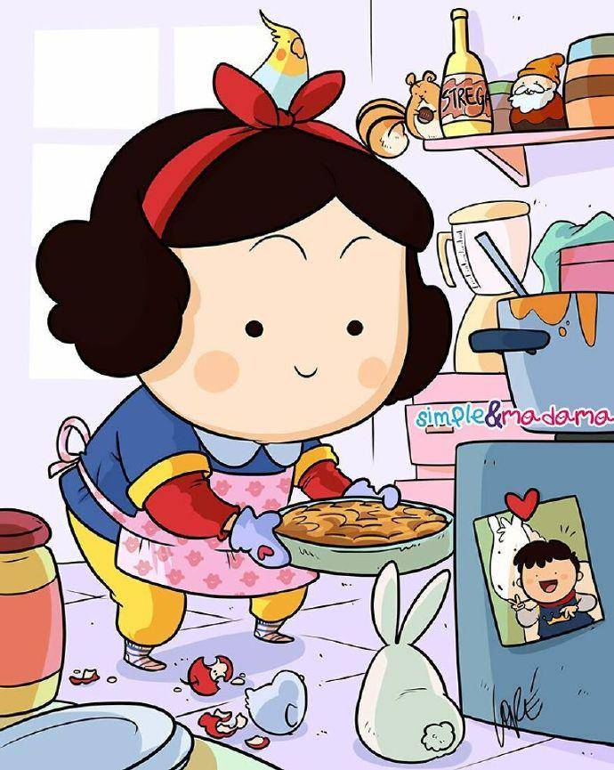 原创过肥宅生活的迪士尼公主,乐佩公主变得懒惰,只有花木兰最勤劳