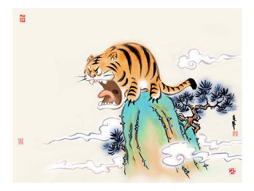 他画一幅虎啸山居图落款故意改成唐伯虎结果被山寨百万次