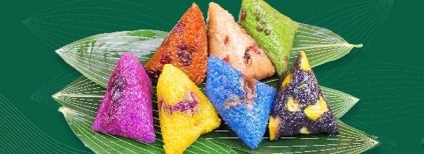 通过生态安全的植物染色,让粽子呈现出七种靓丽的颜色,七种颜色的粽子