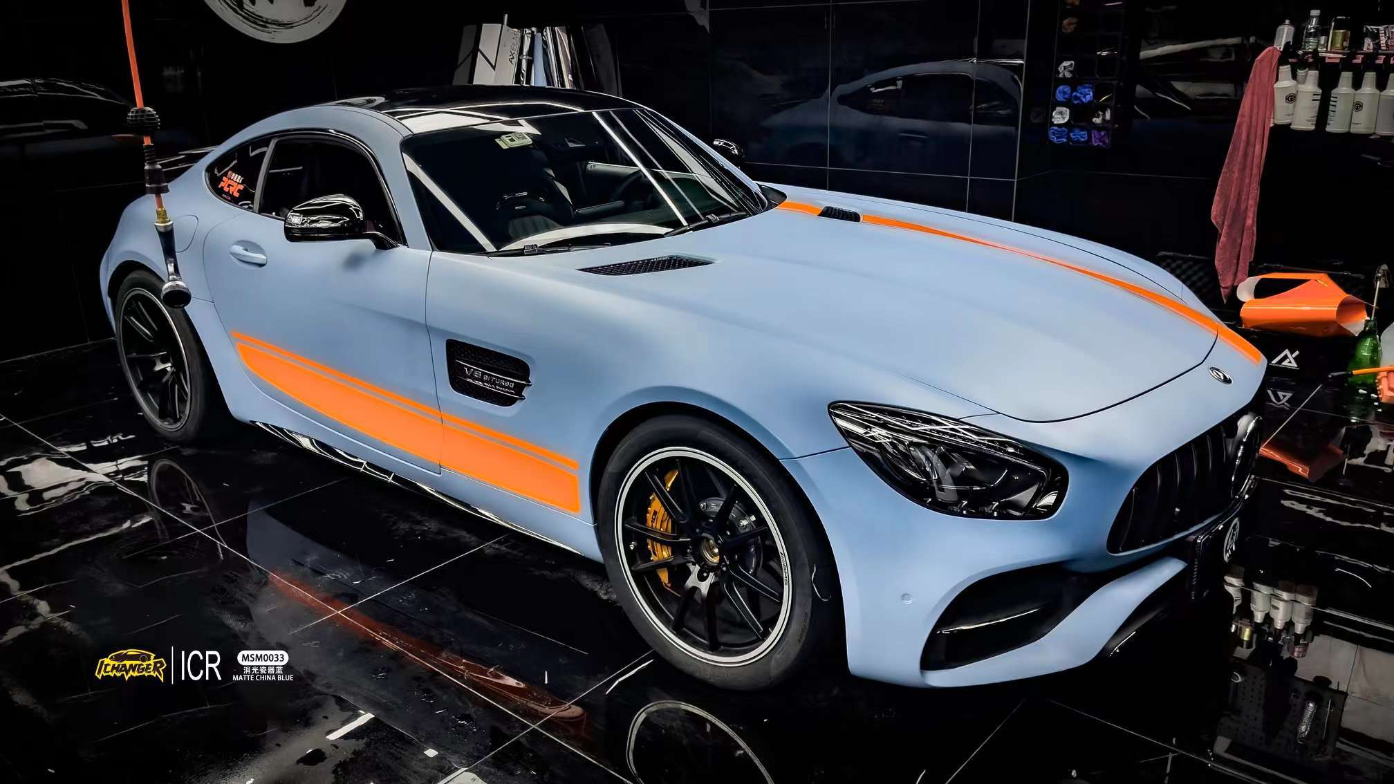 奔驰gt贴膜ichabger(icr)改变者消光瓷器蓝案例效果图-搜狐大视野