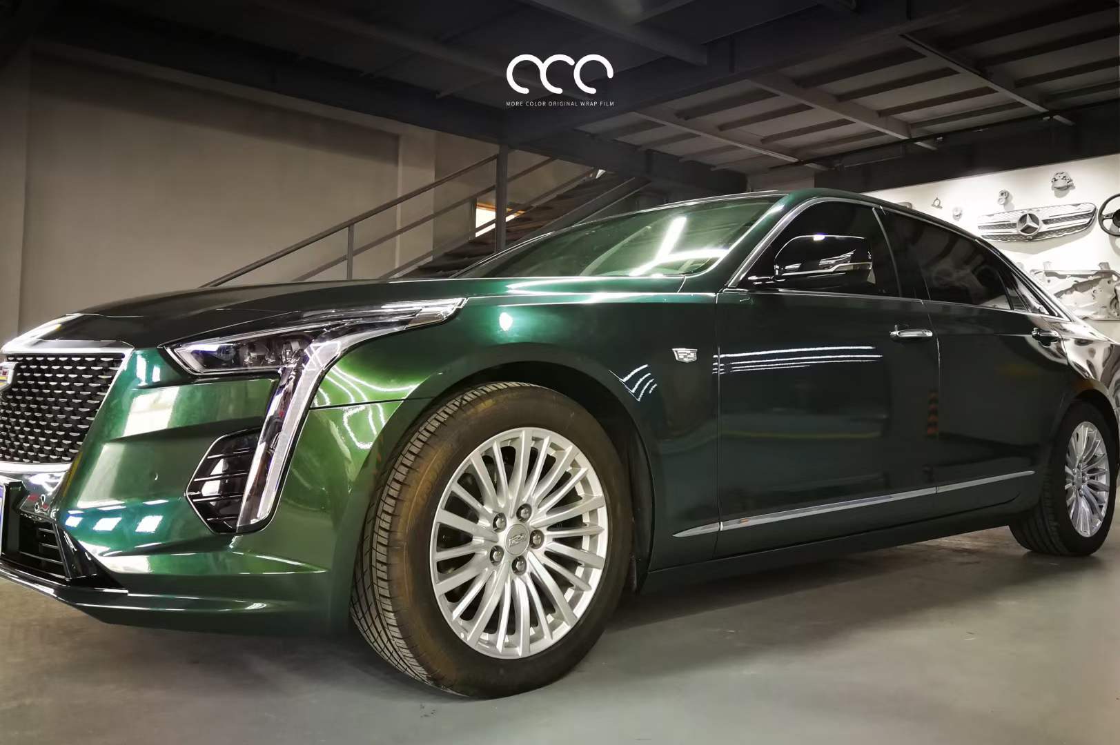 凯迪拉克全车贴膜mcwrap漫彩改色膜哥特兰绿