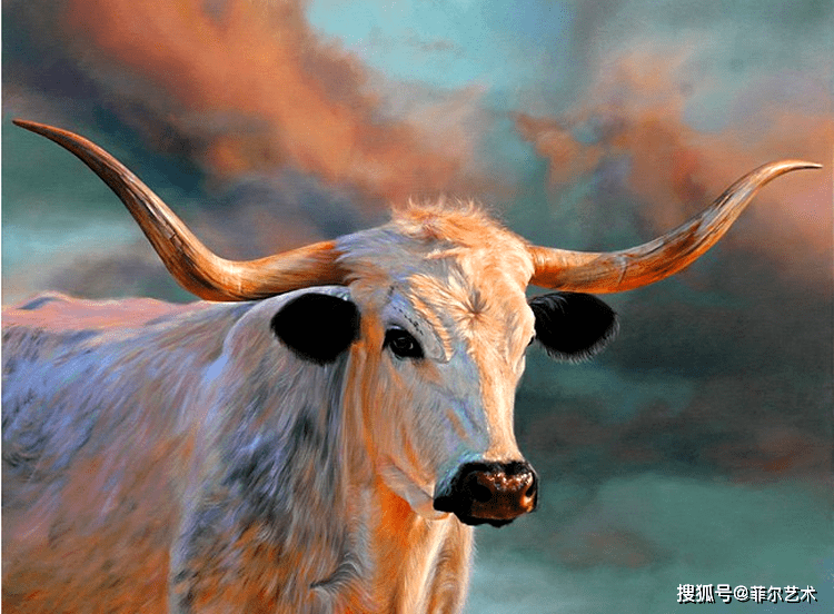 肉質画【牛】油彩画 美国画家Teresa Elliott - 【牛】油画作品欣赏