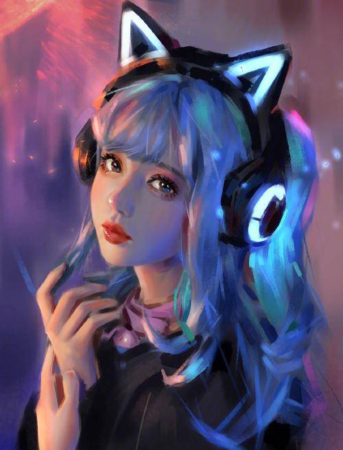 耳机少女~充满浓浓电竞激情的画风