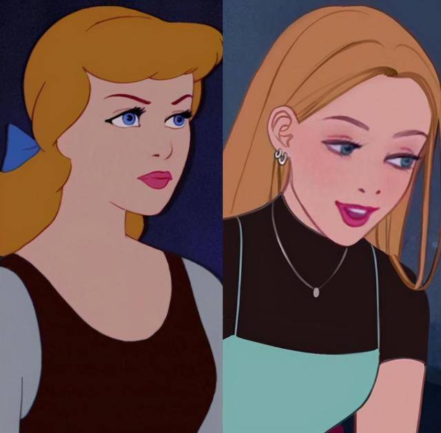 图片[1]-画师让迪士尼公主穿越到现代，灰姑娘撞脸某明星， 艾莎的T恤好看-魔性次元