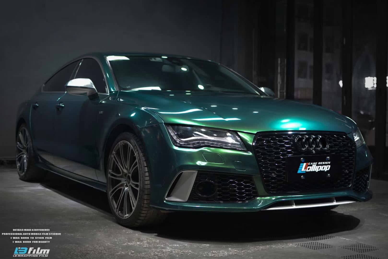 奥迪s7贴膜lb film改色膜钻魅午夜橄榄绿