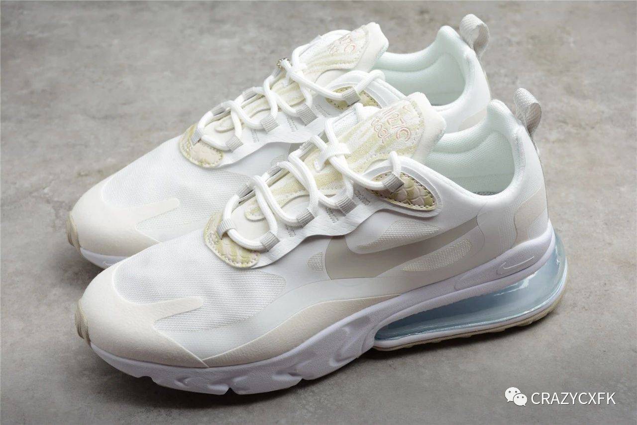 耐克nikeairmax270react米白动物印花瑞亚赛车气垫运动鞋