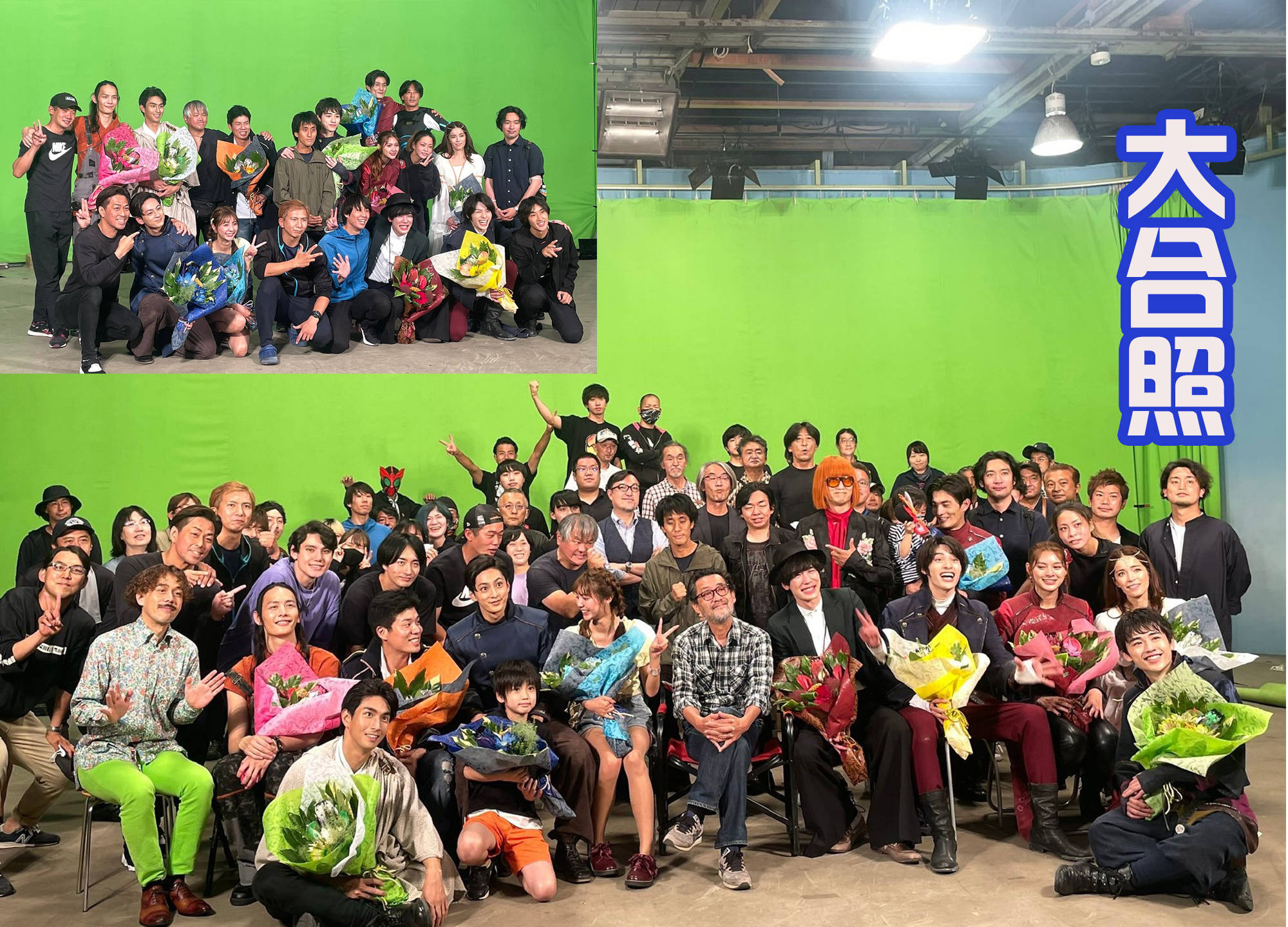 圣刃全剧组杀青庆祝令和第二部作品完结贤人手捧鲜花很开心
