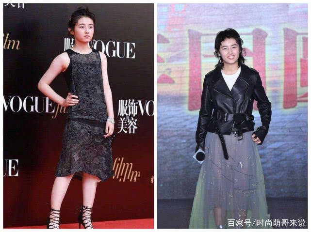 是属于|张子枫还是瘦下来好看，外穿拼色牛仔裙搭背心，又美又气质好！
