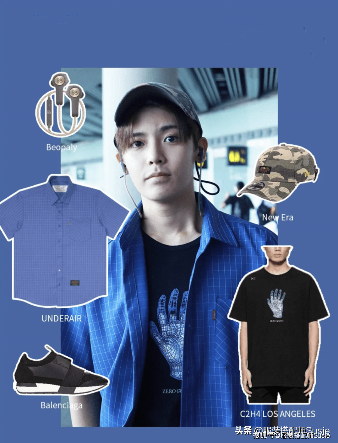 黑色|侯明昊私服穿搭，阳光帅气的少年