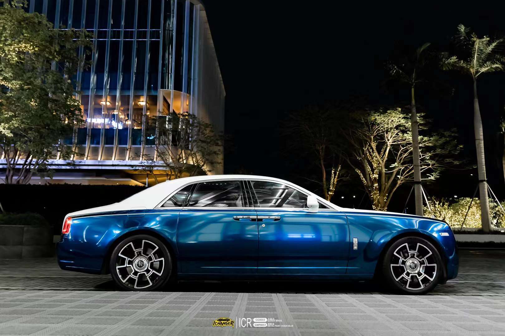 劳斯莱斯双拼改色膜,ichanger(icr)改变者暗影蓝和水晶白