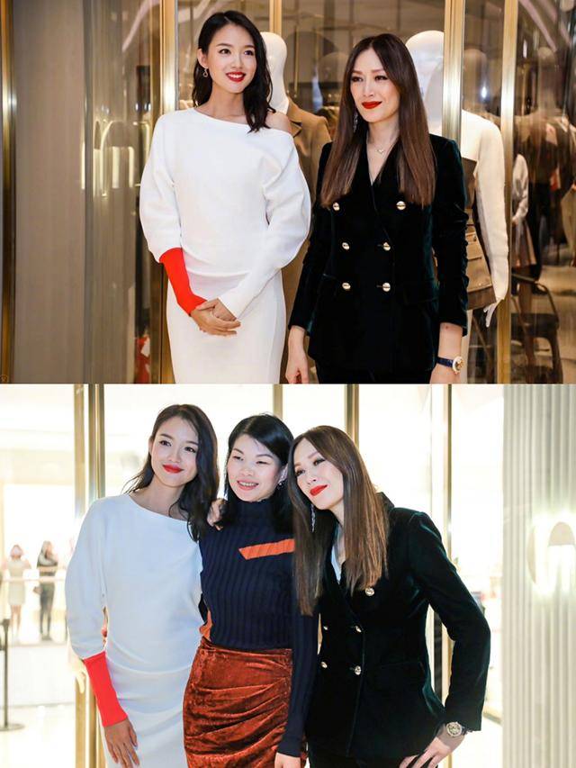 黑色|张梓琳不愧是世界小姐,水钻开叉裙高贵明艳,与友人合照美得出众