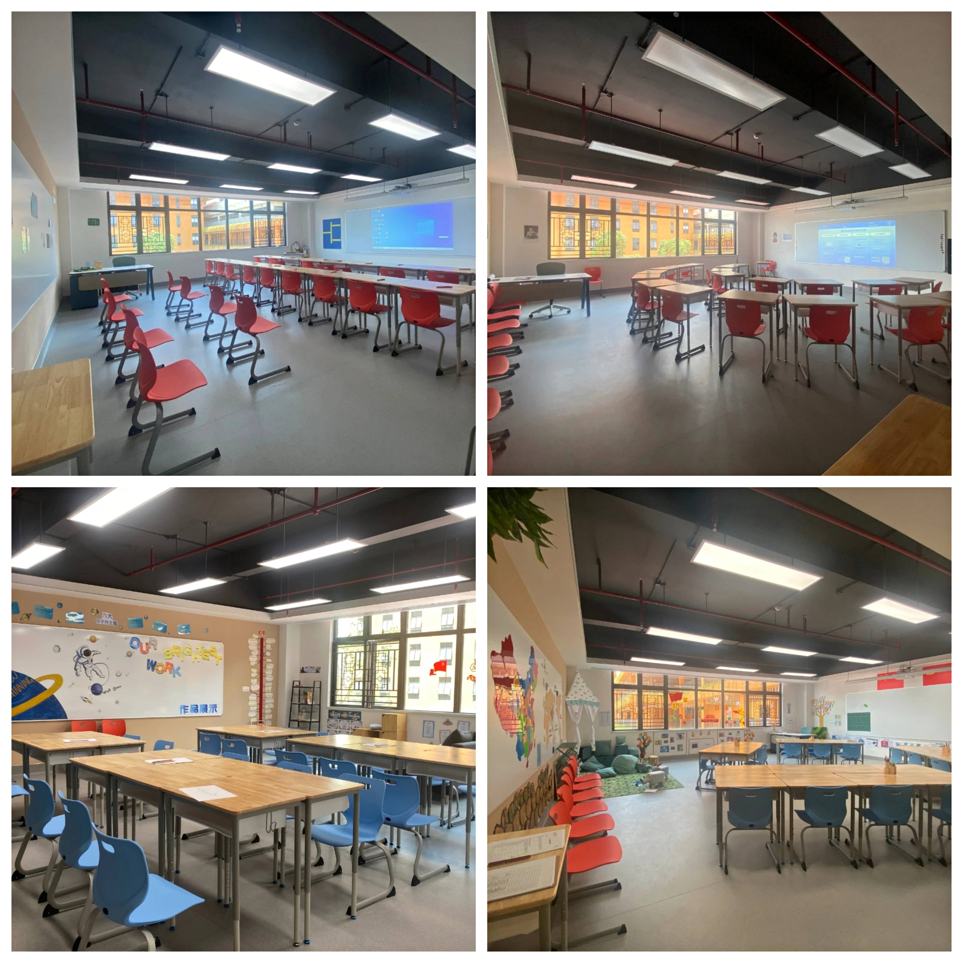 课桌的布置也是不同的