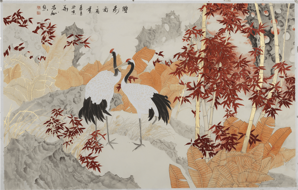 赏春图 180x80cm空山晚秋图178x96cm荷塘情趣 136x68cm富贵双寿富贵