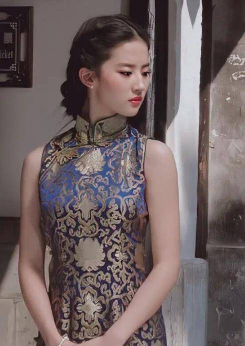 花布|刘亦菲终于对旗袍下手了，看她穿上效果后：男粉眼睛都看直了