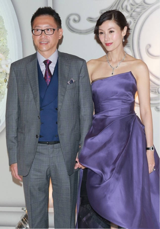 西装|李嘉欣不愧第一美女，紫色抹胸裙高雅贵气，身旁许晋亨西装挺时髦