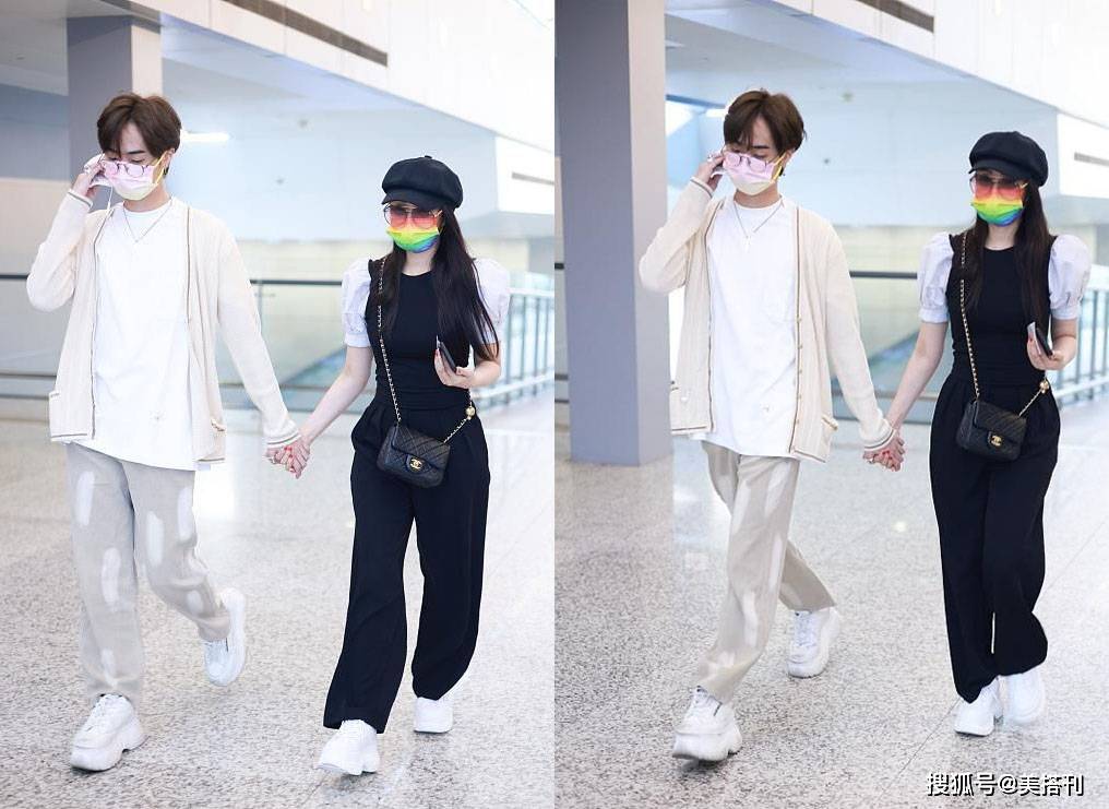 母子俩|伊能静保养得真好！和儿子牵手走机场，母子俩看着倒像是年轻情侣