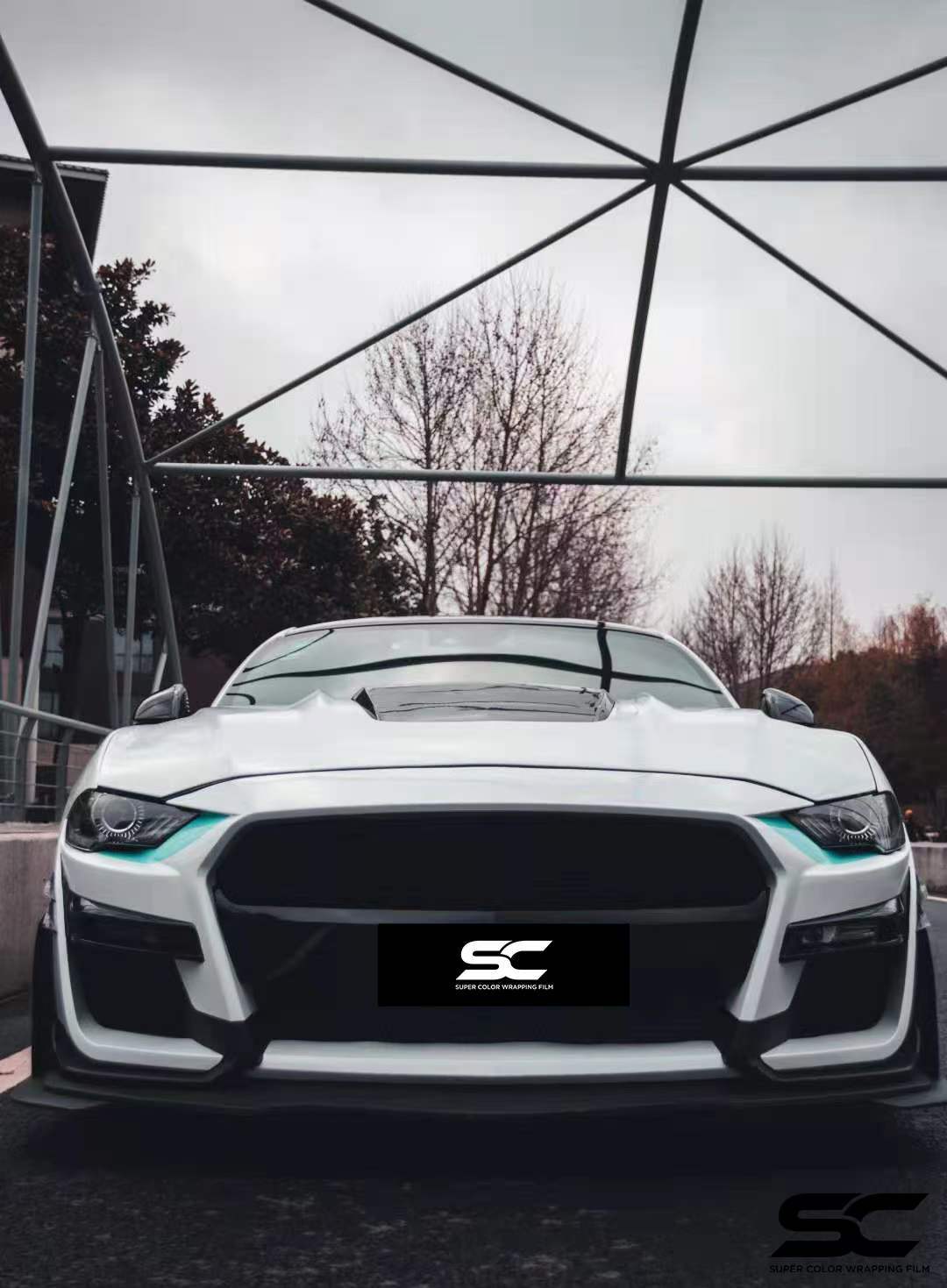 野马gt500汽车贴膜sc改色膜金属珠光白