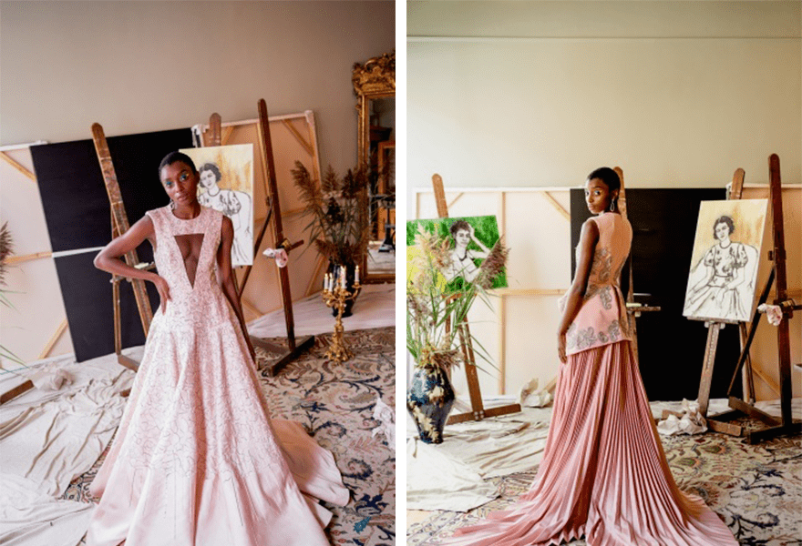 黑色|Bibhu Mohapatra 2021春夏，黄绿色很亮眼，用在裙装中惹人喜爱