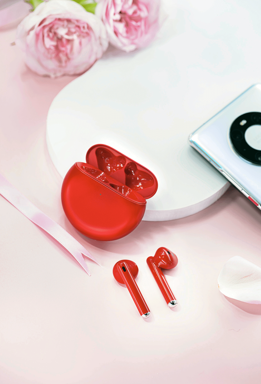 仪式感满满华为freebuds4蜜语红红色气氛组七夕甜蜜开售