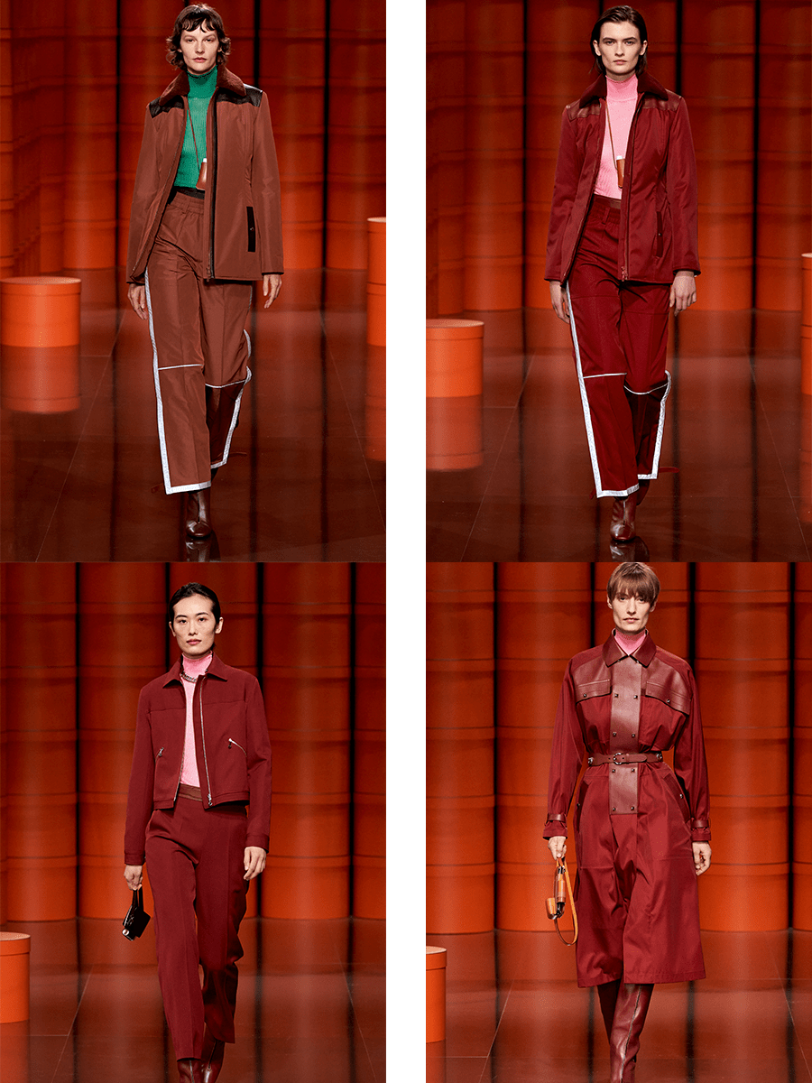 对比|Hermès 2021秋冬系列，很强的力量感，用深色调的颜色能够更好的营造