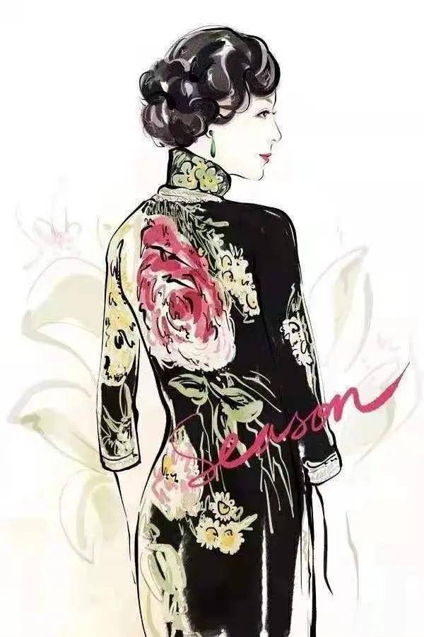 神秘感|设计师笔下的旗袍女子,神态气质同在,高贵优雅之中透露着神秘感