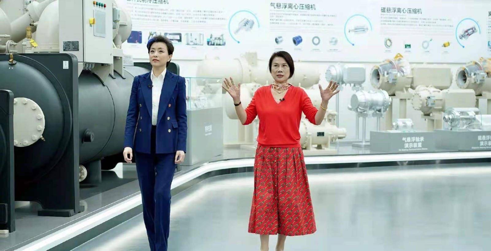 服装|董明珠难得高调,穿V领套装裙接受采访,却被穿蓝西装的杨澜抢镜