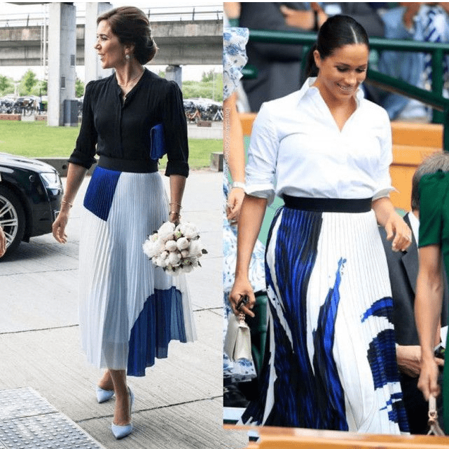 梅根|丹麦王储妃三天三套造型,红裙惊艳蓝裙高贵,曾撞衫梅根气场全开