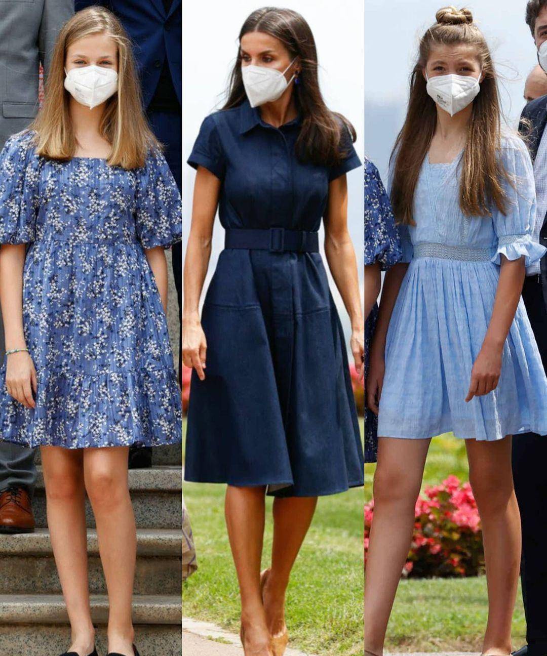 全家|西班牙全家齐亮相,索妹清新蓝裙走少女风,身高优势“秒杀”莱后
