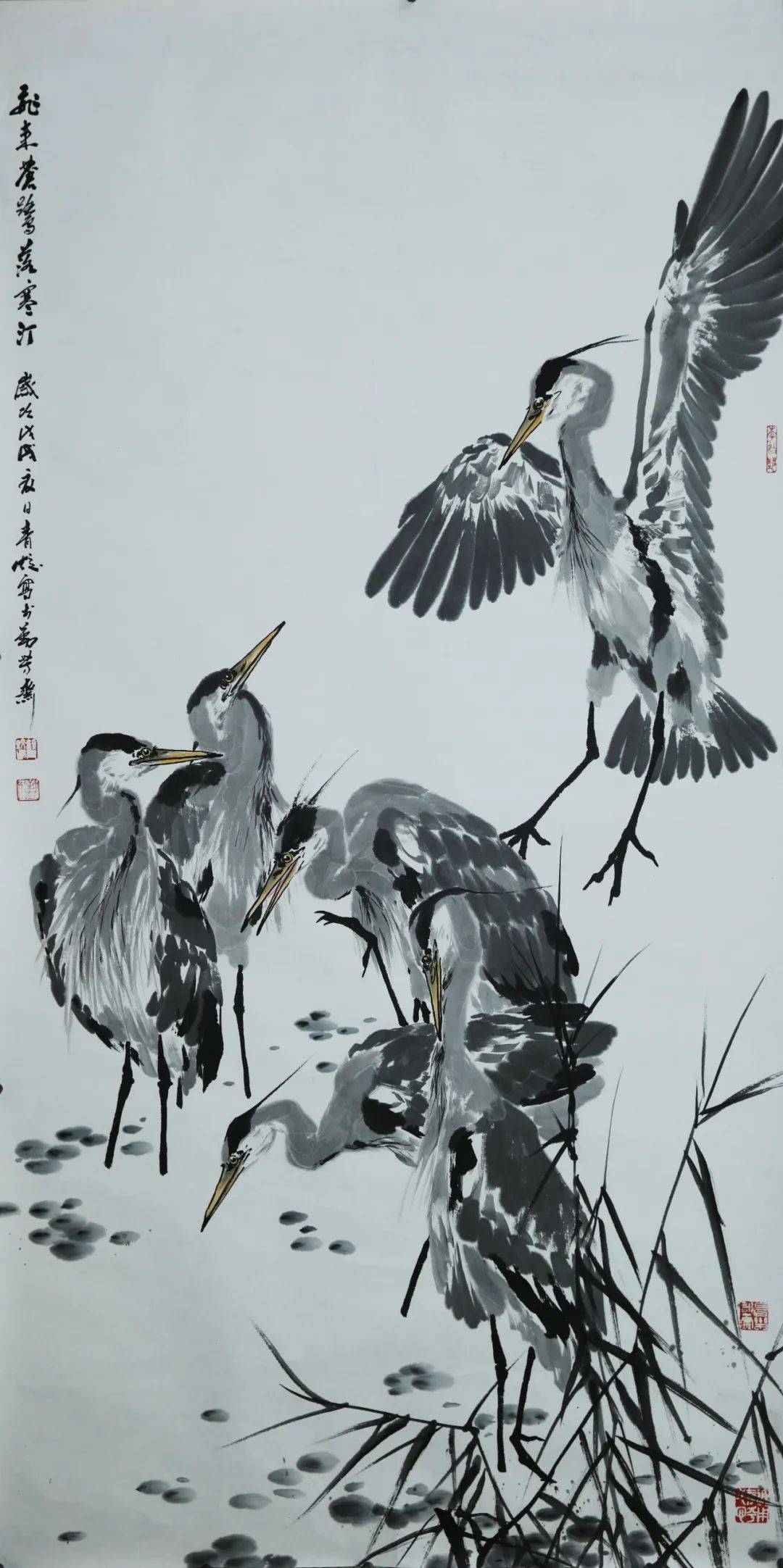 飞来苍鹭落寒汀三思图松疏雀幽松荫鹤迹妙鸟息佳苑风韵仙殊和而不同之