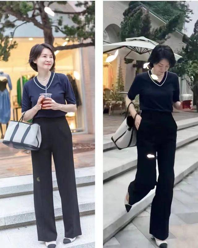 黑色|50岁女人会穿比“长相”重要，她靠穿搭提升颜值，每套都很优雅