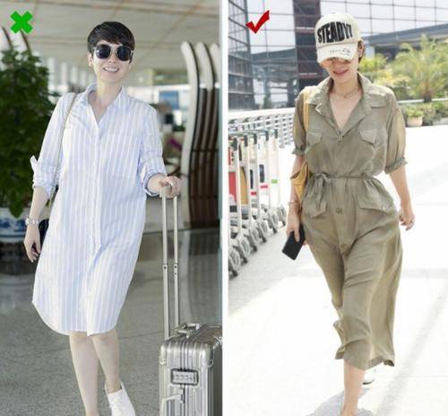 显得|老板娘张萌太有气场，机场穿衬衫裙烫“渣女卷”，一看就是女强人