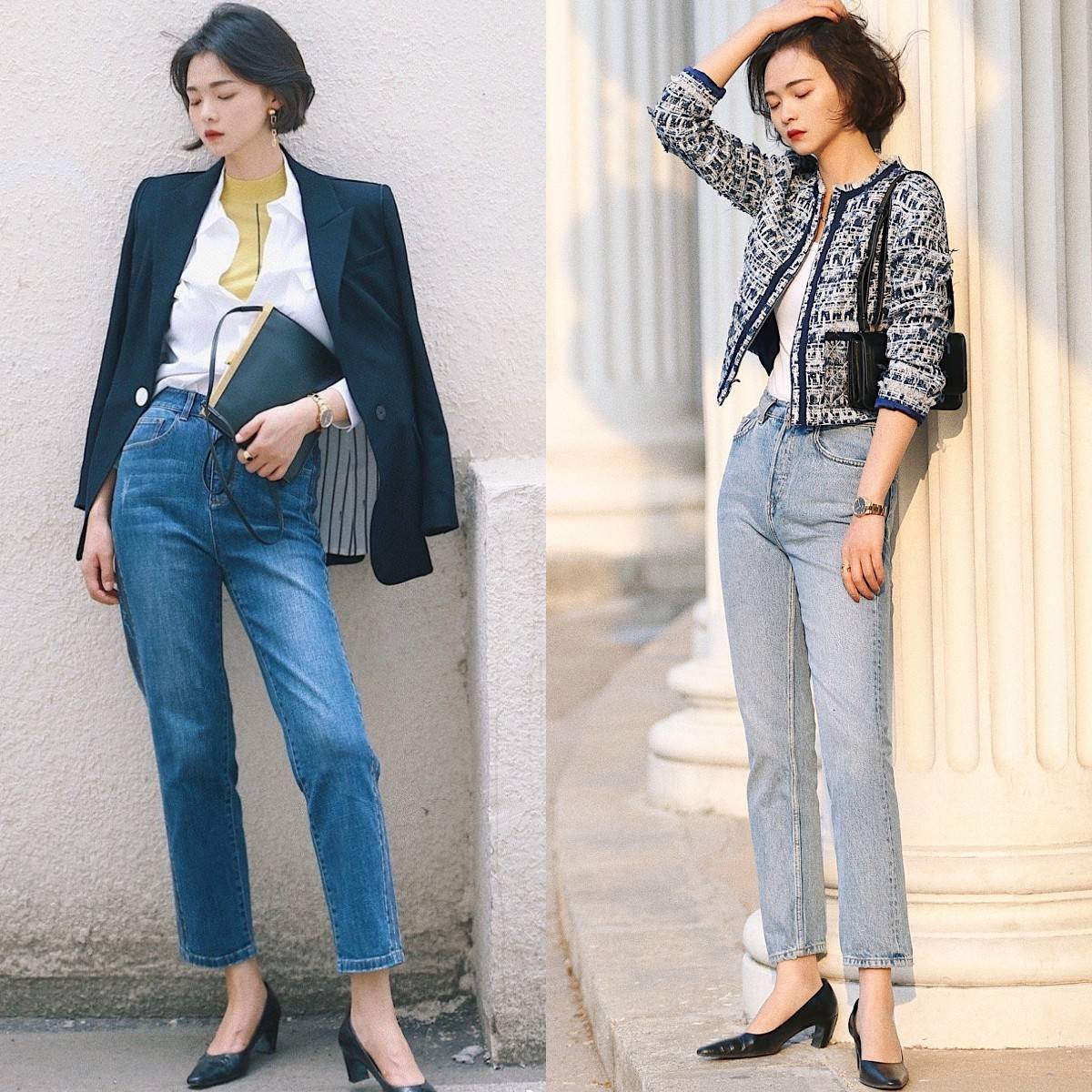 原创直筒裤学会这几个穿搭技巧显高显腿长