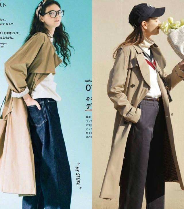 细节|研究了所有的裤子之后，我发现“风衣”还是最配阔腿裤，高级显瘦