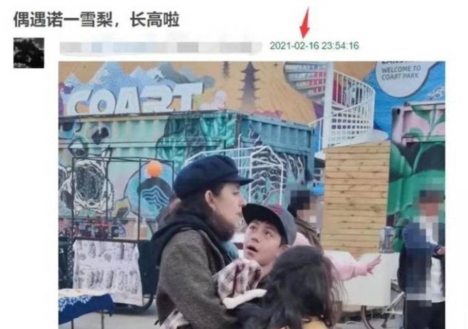 一身|刘烨妻子带娃出街，10岁诺一身高快赶超妈妈，五官和刘烨太像了！