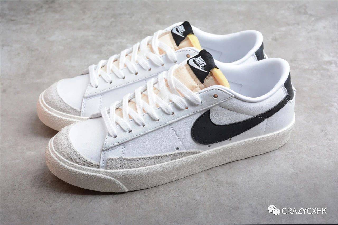 耐克nikeblazerlow开拓者低帮黑白皮面运动鞋