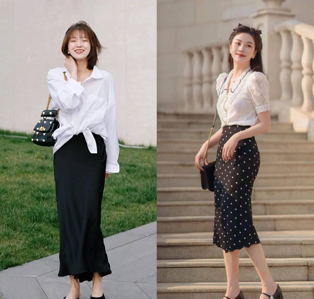 设计|很适合夏季的搭配：衬衫+半裙，遮肉显瘦，上班上学都能穿