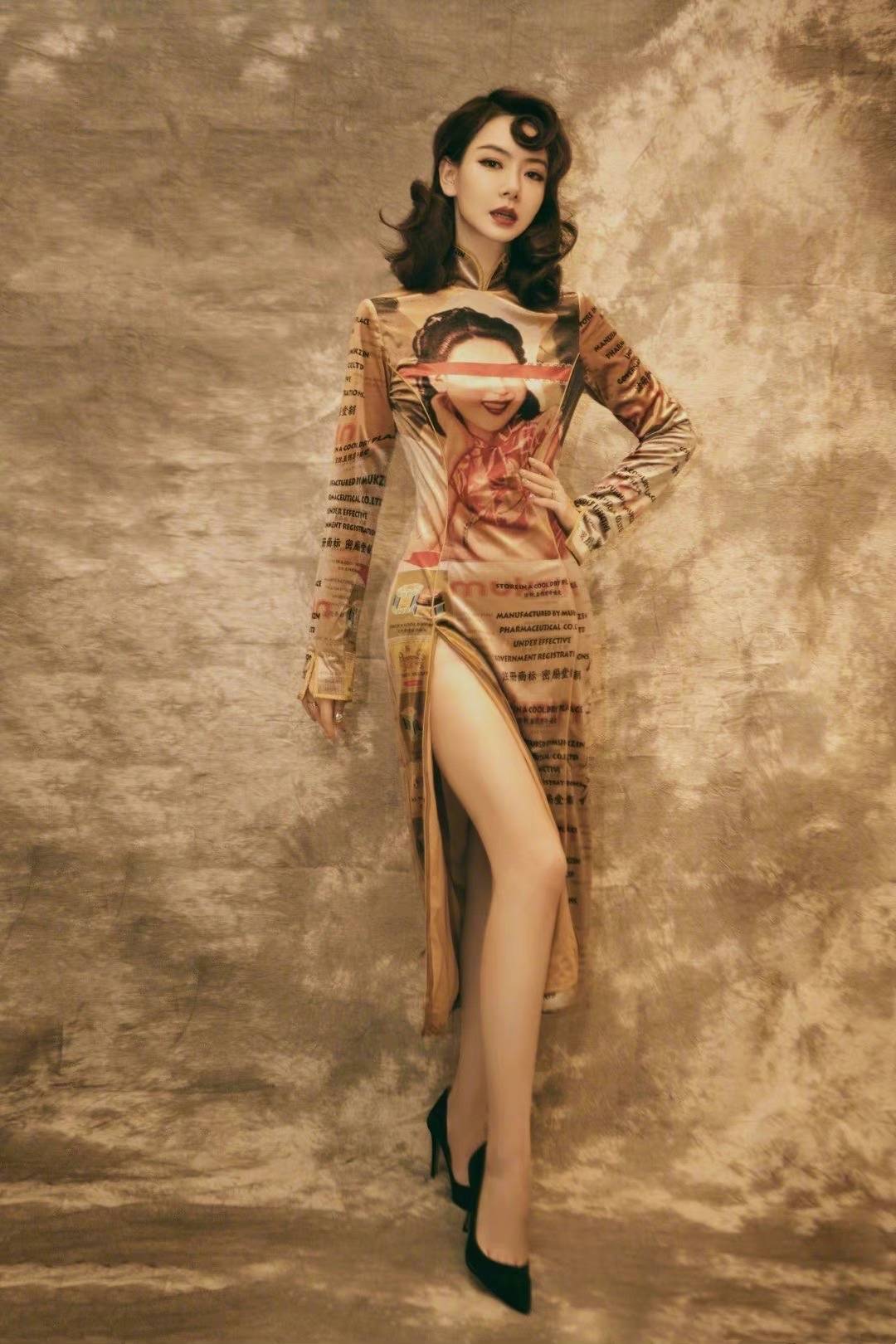 戚薇|戚薇身材真辣,穿高开叉改良旗袍明艳妩媚,李承铉娶到宝了