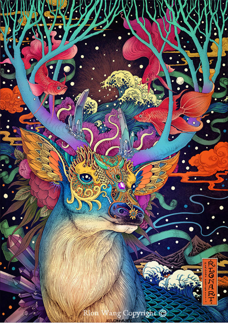 视觉|取材于《山海经》的国风插画,作品风格极具视觉冲击力