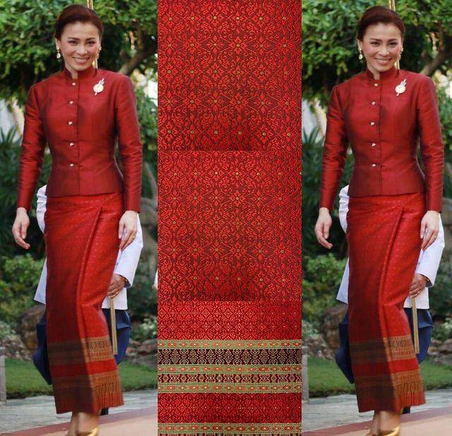 曲线|苏提达王后穿红裙亮相，身材胖了好多，侧面看有小肚腩了