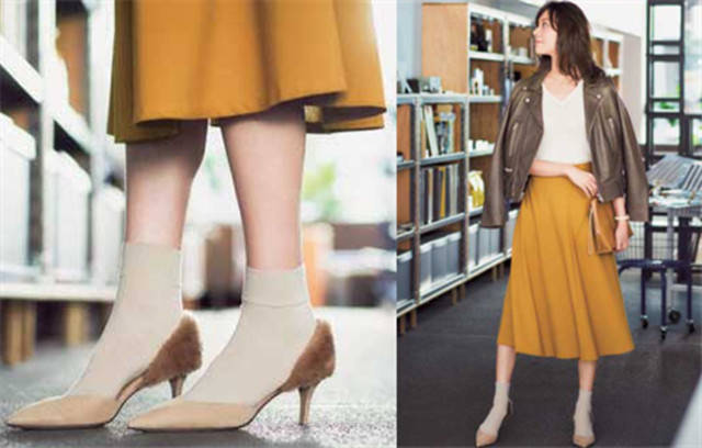 米色|裸色丝袜过时了？今秋流行浅口鞋配彩色短袜，穿得保暖还不土气